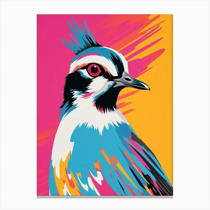 Andy Warhol Style Bird Lapwing 3 Canvas Print by Feathered Muse