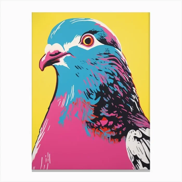 Andy Warhol Style Bird Pigeon 4 Canvas Print by Feathered Muse