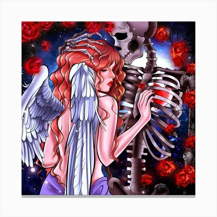 Angel And Skeleton Canvas Print by nemesis