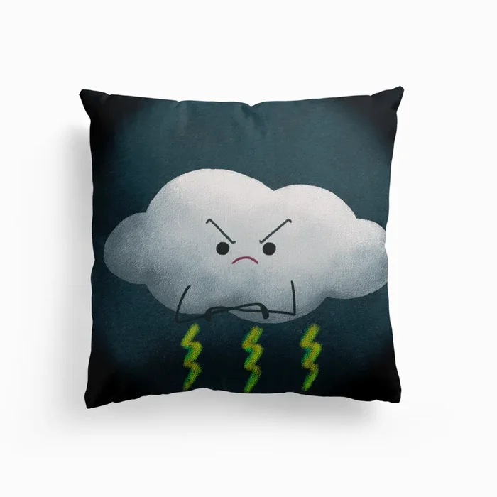 Angry Cloud Canvas Cushion by Juliana Motzko