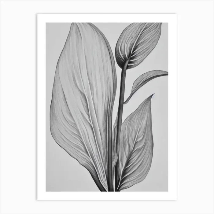 Anthurium B&W Pencil 2 Flower Art Print by The Artsy Florist
