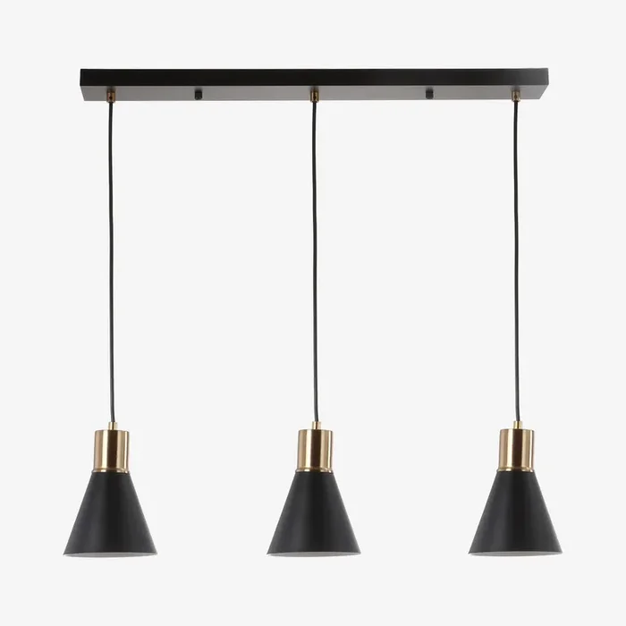 Apollo 3-Light Adjustable Modern Linear LED Pendant Lamp – Black / Brass Gold – Metal by JONATHAN Y