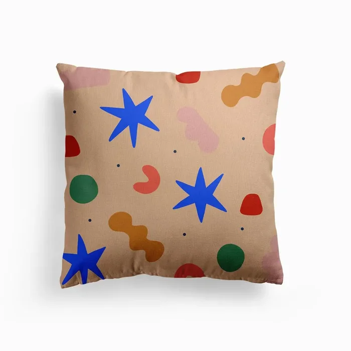 Apricot Stars Canvas Cushion by Fredi Maria