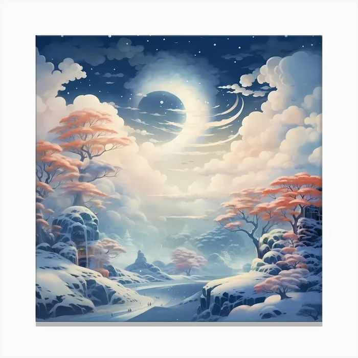 Aqua Aurora Arboreal Affair Canvas Print by Quantum Vivid Digital Art