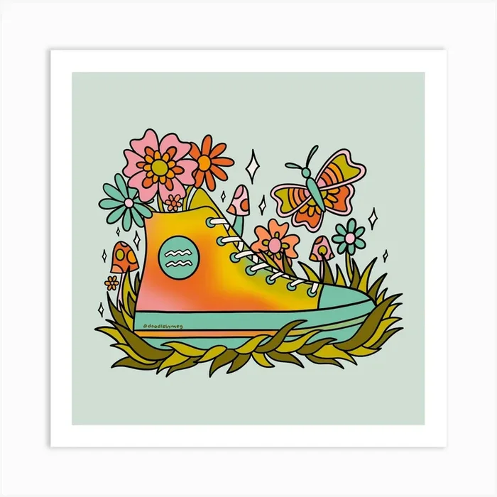 Aquarius Sneaker Art Print by Doodle By Meg
