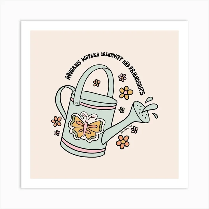 Aquarius Watering Can Art Print by Doodle By Meg