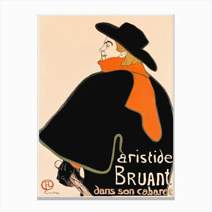 Aristide Bruant In His Cabaret (1893) 1, Henri de Toulouse-Lautrec Canvas Print by Fy! Classic Art Prints and Posters