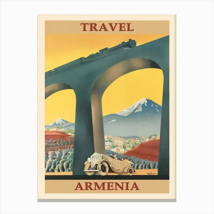 Armenia Travel Poster Canvas Print by Fy! Classic Art Prints and Posters
