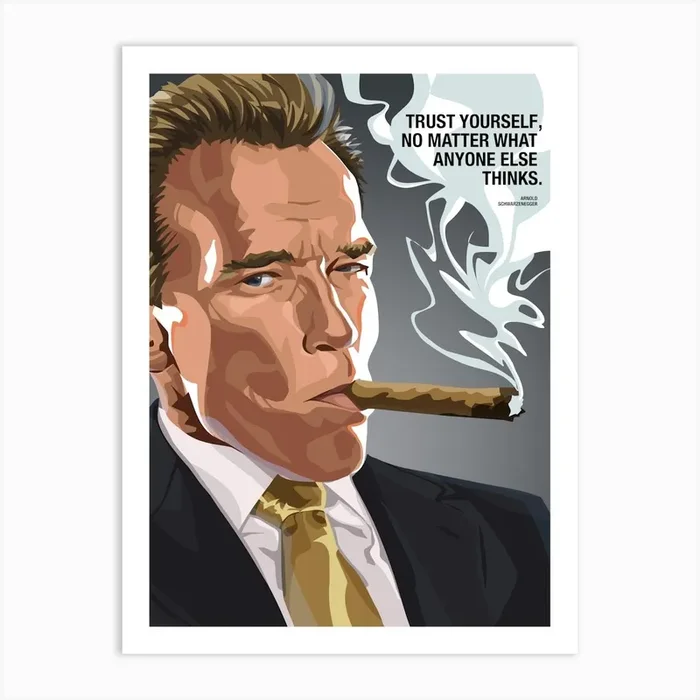 Arnold Schwarzenegger Quote Art Print by Nikita Abakumov