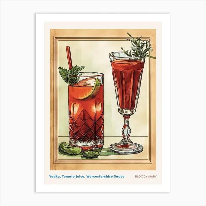 Art Deco Bloody Mary 1 Poster Art Print by Artful Mixology