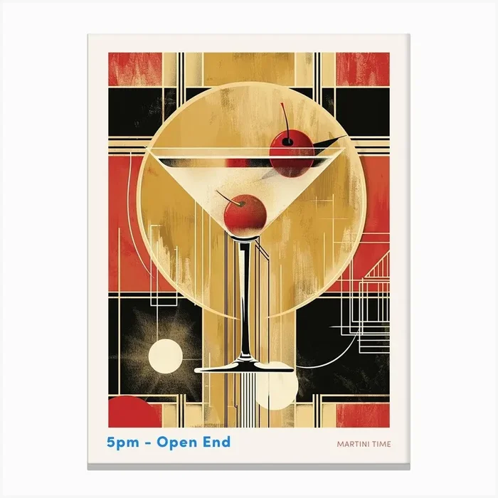 Art Deco Cocktail In Martini Glass 1 Poster Canvas Print by Artful Mixology