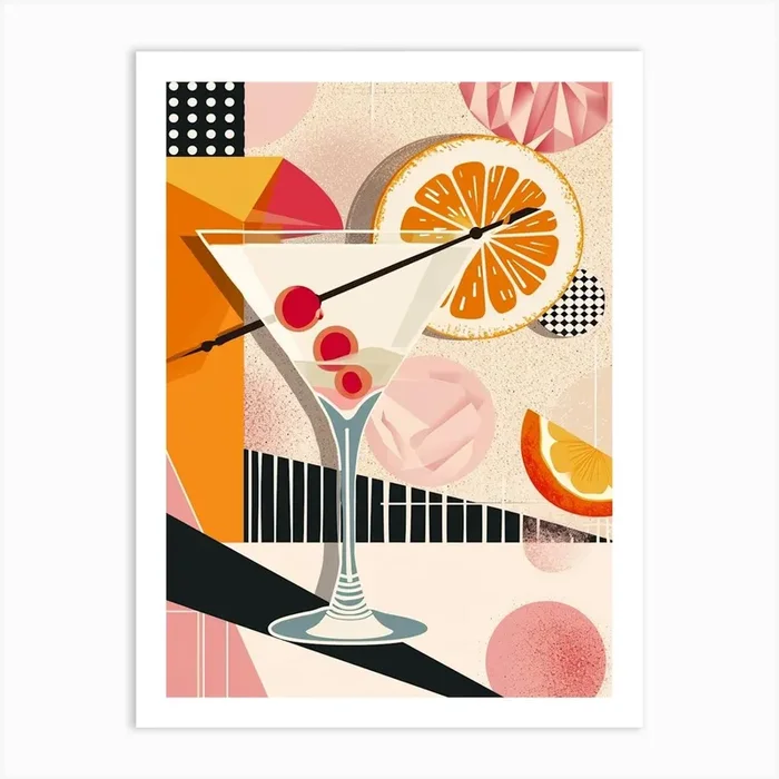 Art Deco Fruity Orange & Cranberry Cocktail 3 Art Print by Artful Mixology