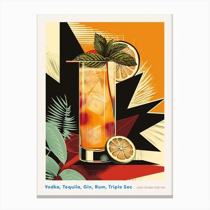 Art Deco Long Island Iced Tea Poster Canvas Print by Artful Mixology