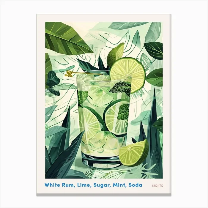 Art Deco Mojito Poster Canvas Print by Artful Mixology