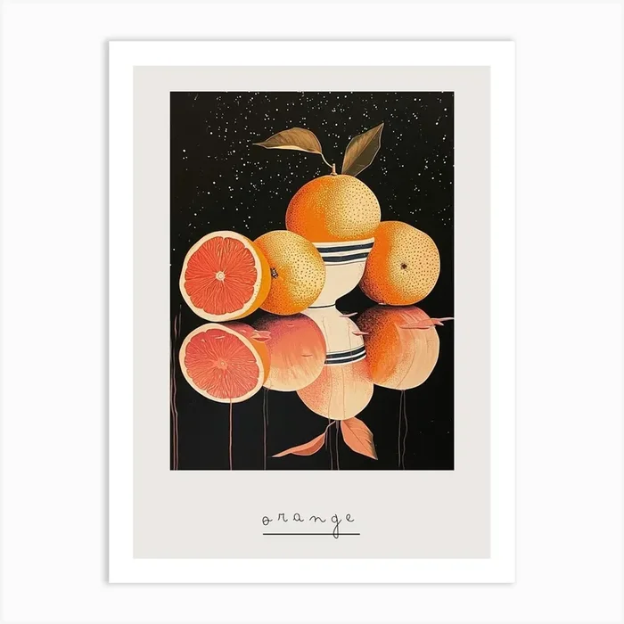Art Deco Orange Reflection Poster Art Print by Colourful Harvest