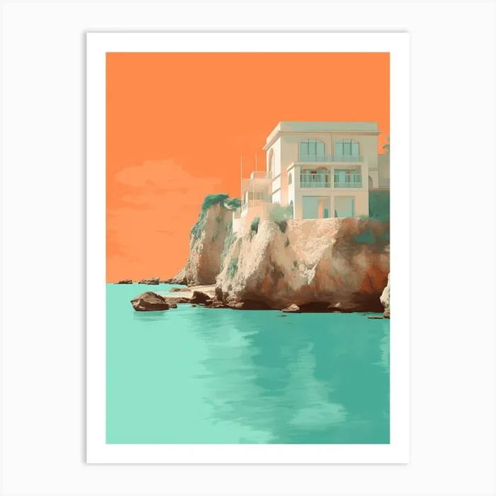 Art Horseshoe Bay Beach Bermuda Mediterranean Style Illustration 2 Art Print by Sand & Surf Prints