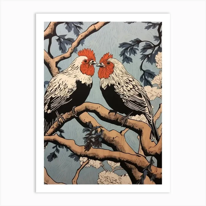Art Nouveau Birds Poster Chicken 1 Art Print by Feathered Muse
