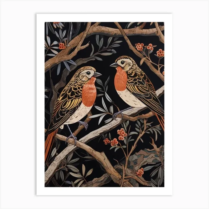 Art Nouveau Birds Poster Partridge 1 Art Print by Feathered Muse