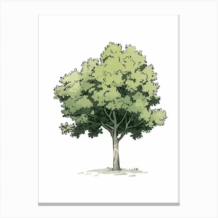 Ash Tree Pixel Illustration 2 Canvas Print by Bough And Bloom Artistry