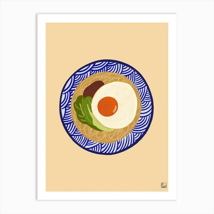 Asian Dish With Egg Art Print by Be Martt