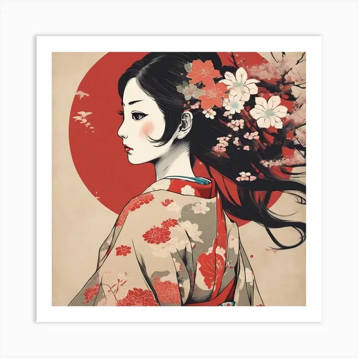 Asian Girl 7 Art Print by Cats for you