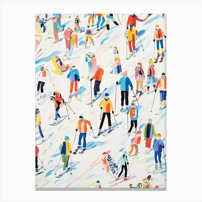Aspen Snowmass Colorado Usa, Ski Resort Illustration 7 Canvas Print by Piste Posters