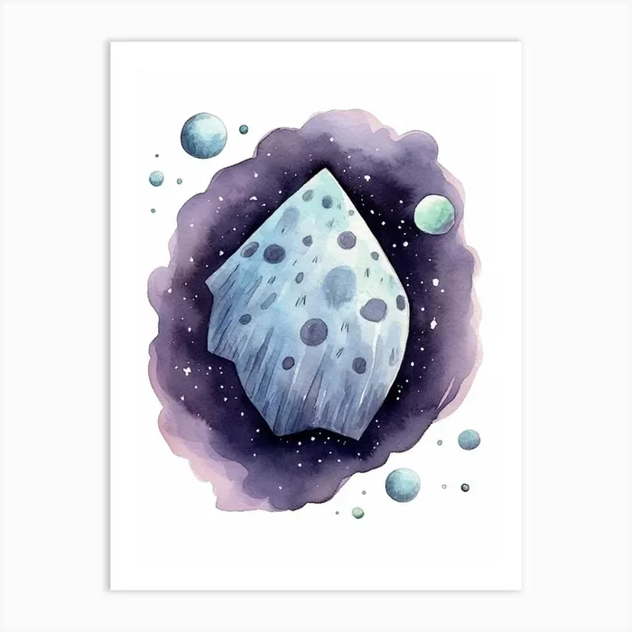 Asteroid Watercolour Celestial 3 Art Print by Celestial Odyssey