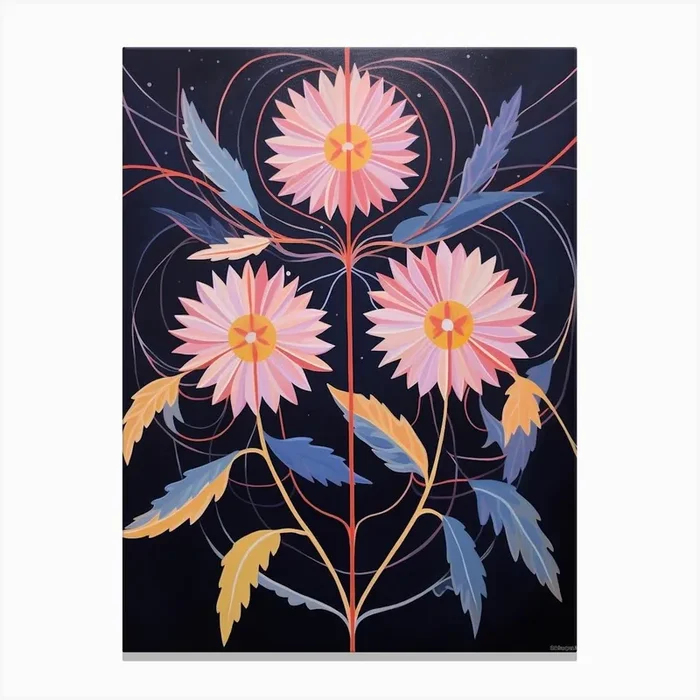 Asters 6 Hilma Af Klint Inspired Flower Illustration Canvas Print by Botanic Studio