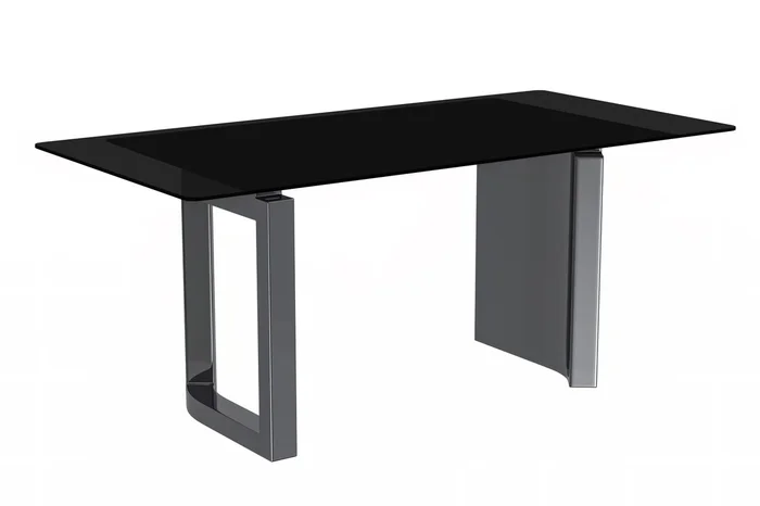 Astra Series Modern Dining Table Stainless Steel Base, With 62 ” Black Glass Top