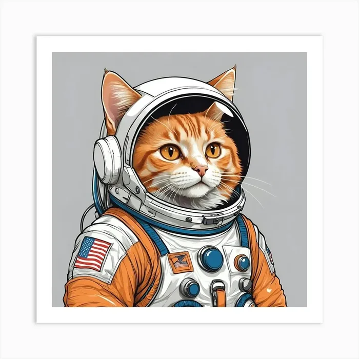 Astronaut Cat 3 Art Print by Ishwar Creation