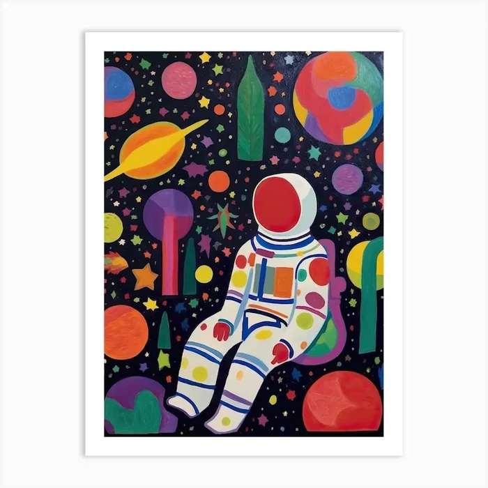 Astronaut Colourful Illustration 6 Art Print by Celestial Odyssey