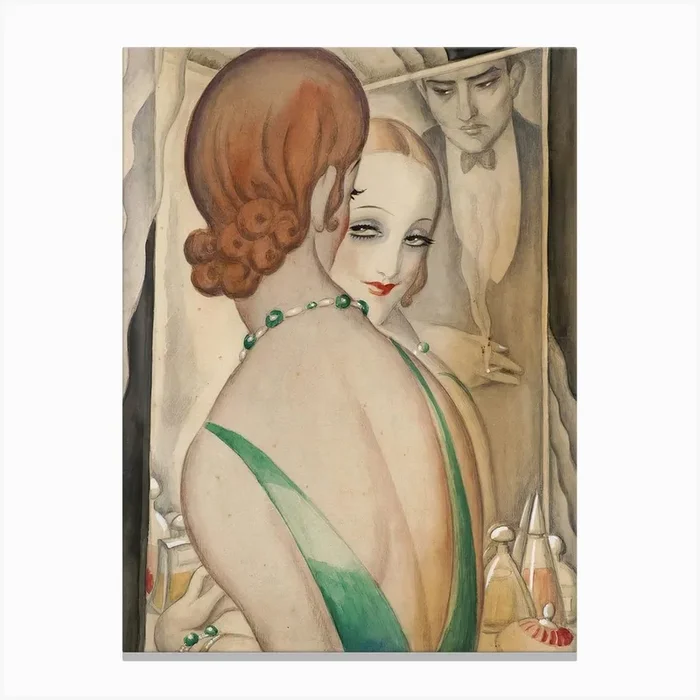 At The Mirror Gerda Wegener Canvas Print by Fy! Classic Art Prints and Posters