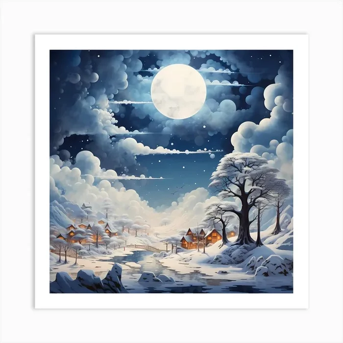 Aurora Snowfall Serenity 1 Art Print by Quantum Vivid Digital Art