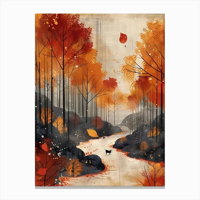 Autumn Forest, Vibrant, Pop Art Canvas Print by Moisky