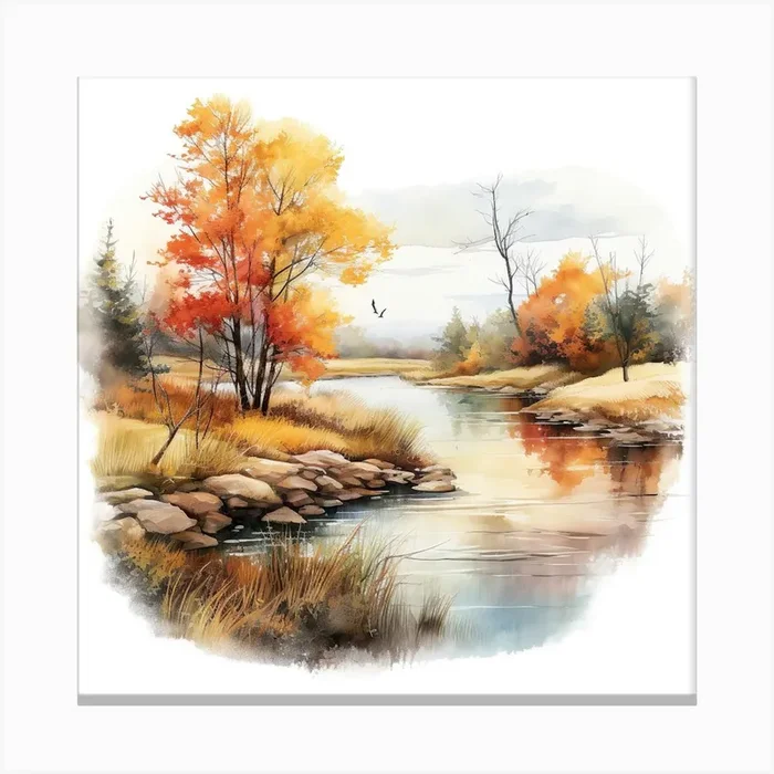 Autumn River 1 Canvas Print by aPRESM