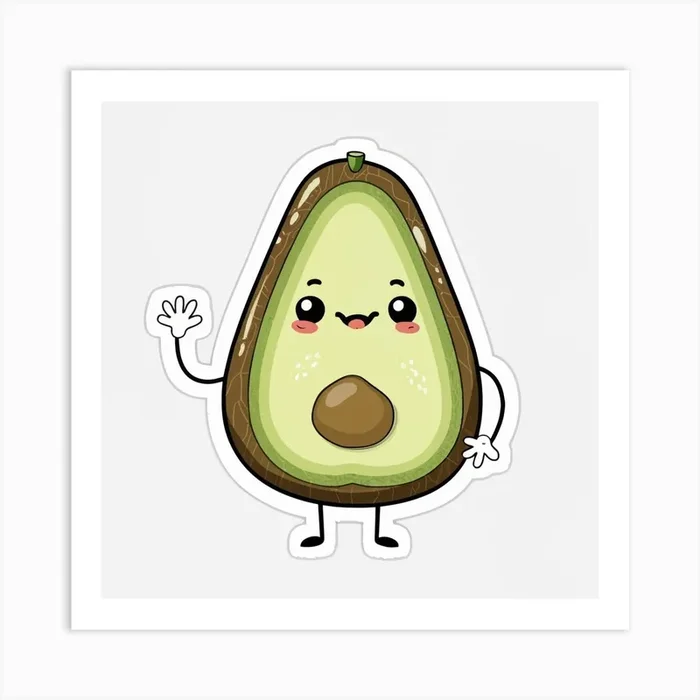 Avocado – Kawaii 1 Art Print by IslaNovella