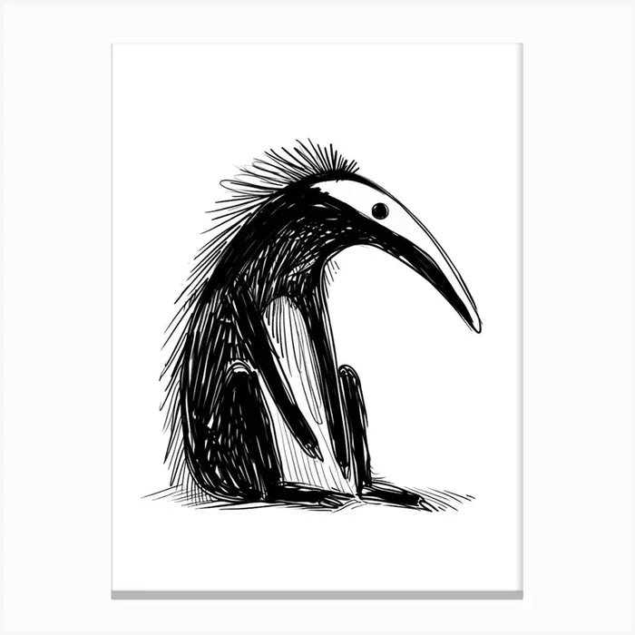 B&W Anteater Canvas Print by Scribble Studio