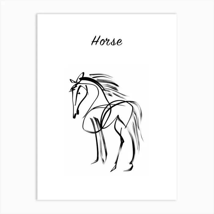 B&W Horse Poster Art Print by Scribble Studio