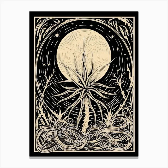 B&W Plant Illustration Air Plant Canvas Print by Botanic Studio