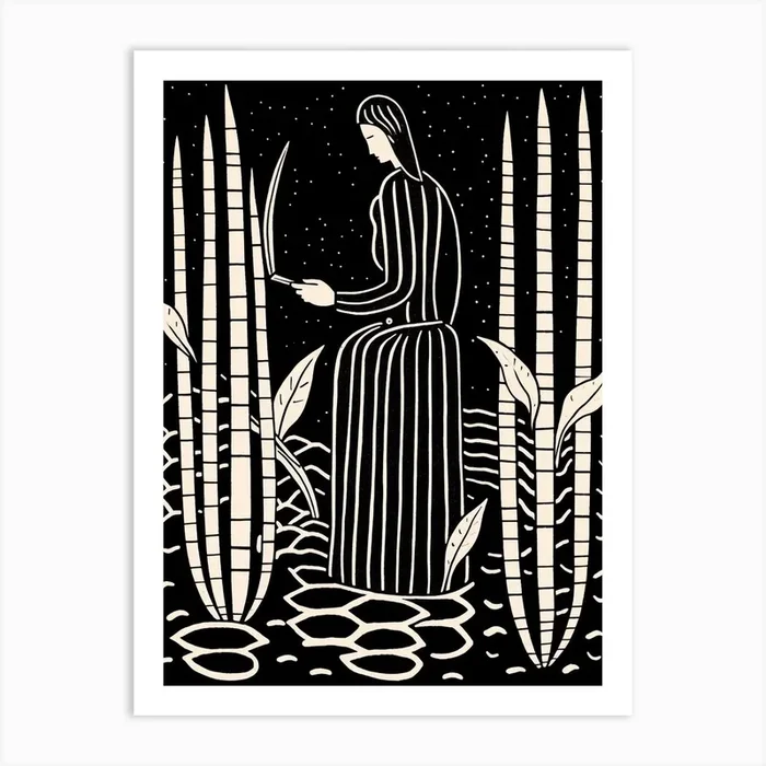 B&W Plant Illustration Snake Plant 1 Art Print by Botanic Studio