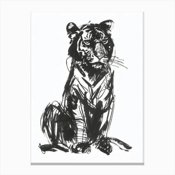 B&W Siberian Tiger Canvas Print by Scribble Studio