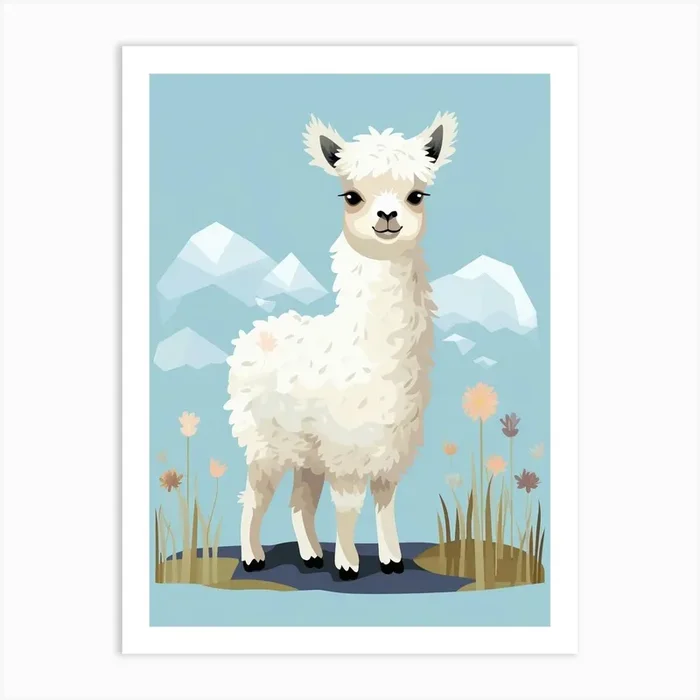 Baby Animal Illustration Alpaca 3 Art Print by Scribble Studio