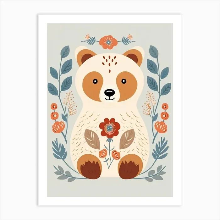 Baby Animal Illustration Bear 9 Art Print by Scribble Studio