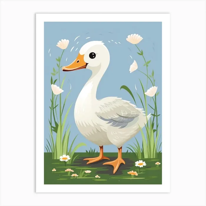 Baby Animal Illustration Goose 2 Art Print by Scribble Studio