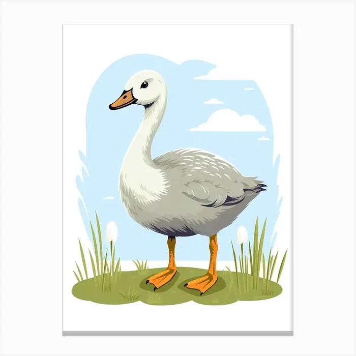 Baby Animal Illustration Goose 3 Canvas Print by Scribble Studio