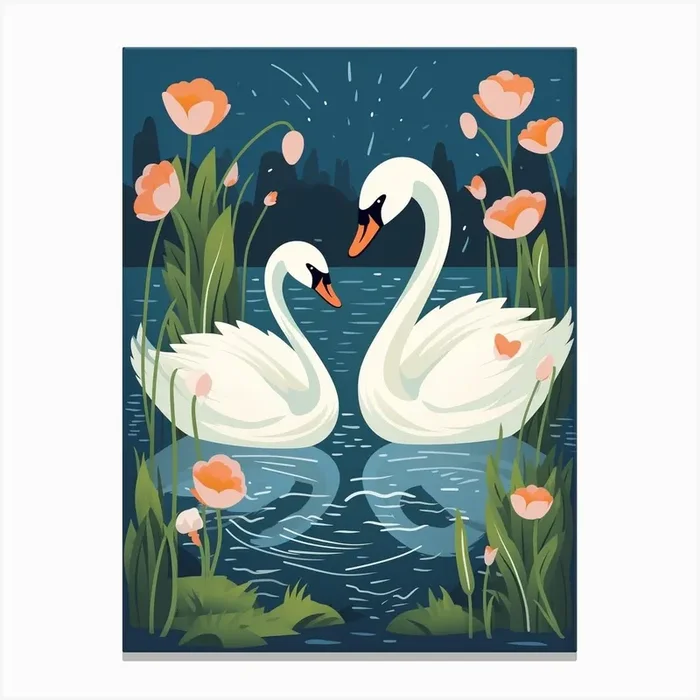 Baby Animal Illustration Swan 2 Canvas Print by Scribble Studio