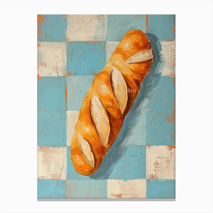 Baguette Blue Checkerboard 3 Canvas Print by Artful Appetite
