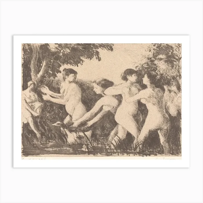 Baigneuses Luttant (Bathers Wrestling), Camille Pissarro Art Print by Fy! Classic Art Prints and Posters