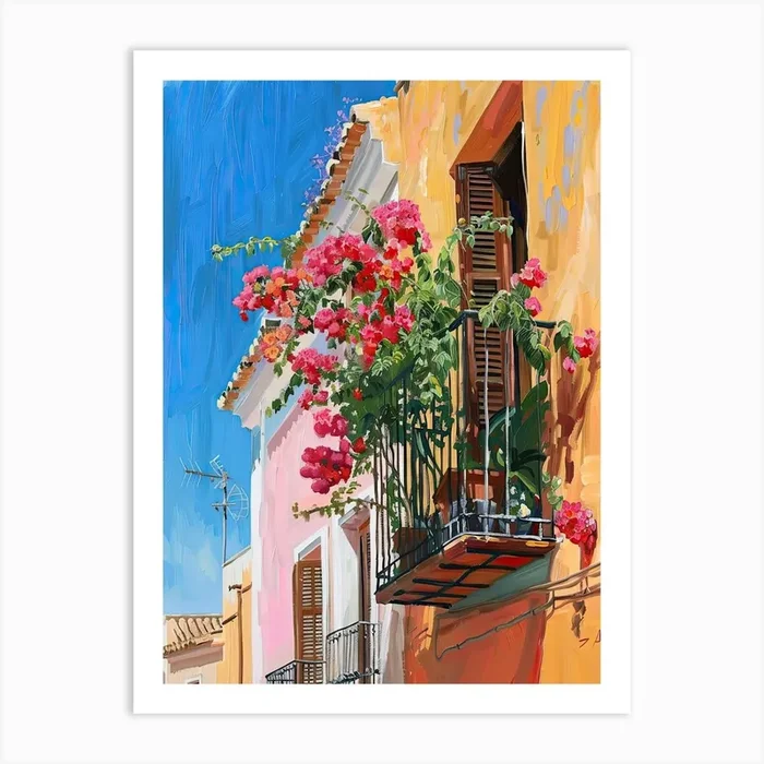 Balcony Painting In Malaga 3 Art Print by Urban Vistas