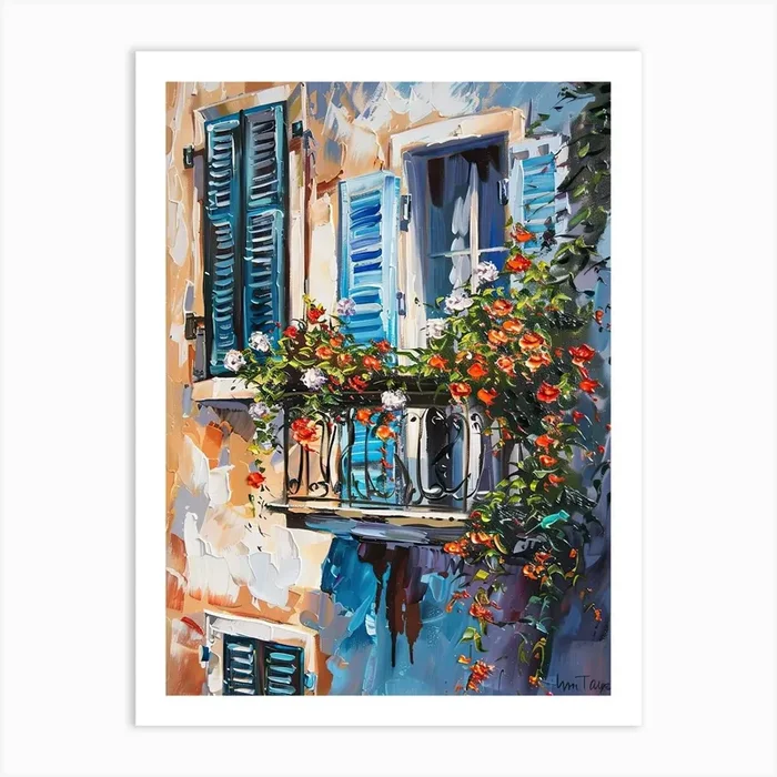 Balcony Painting In Split 2 Art Print by Urban Vistas